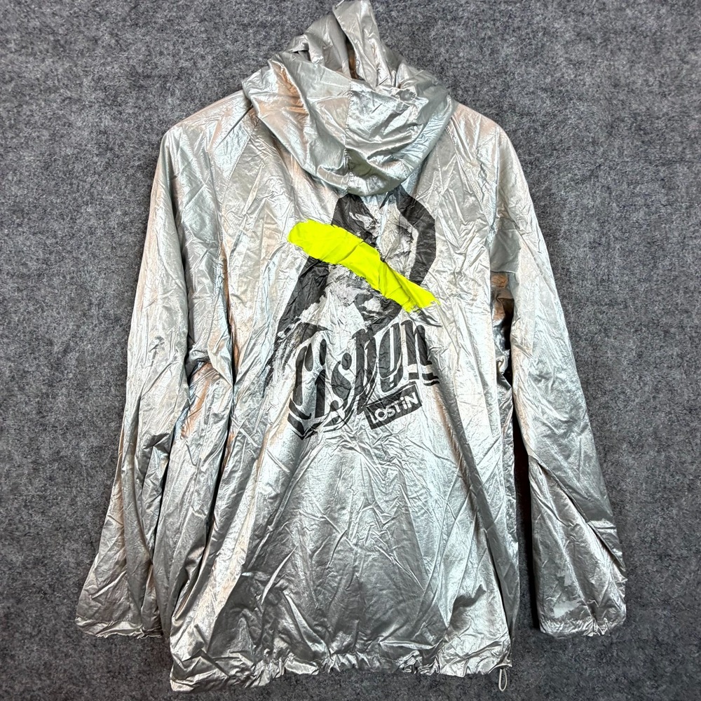 Time Postmodern Jacket Mens L Silver Lost in Lisbon Graphic Futuristic EDM 9327